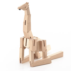 Morphits ® Giraffe Wooden Toy Playset Puzzle Natural Kneeling