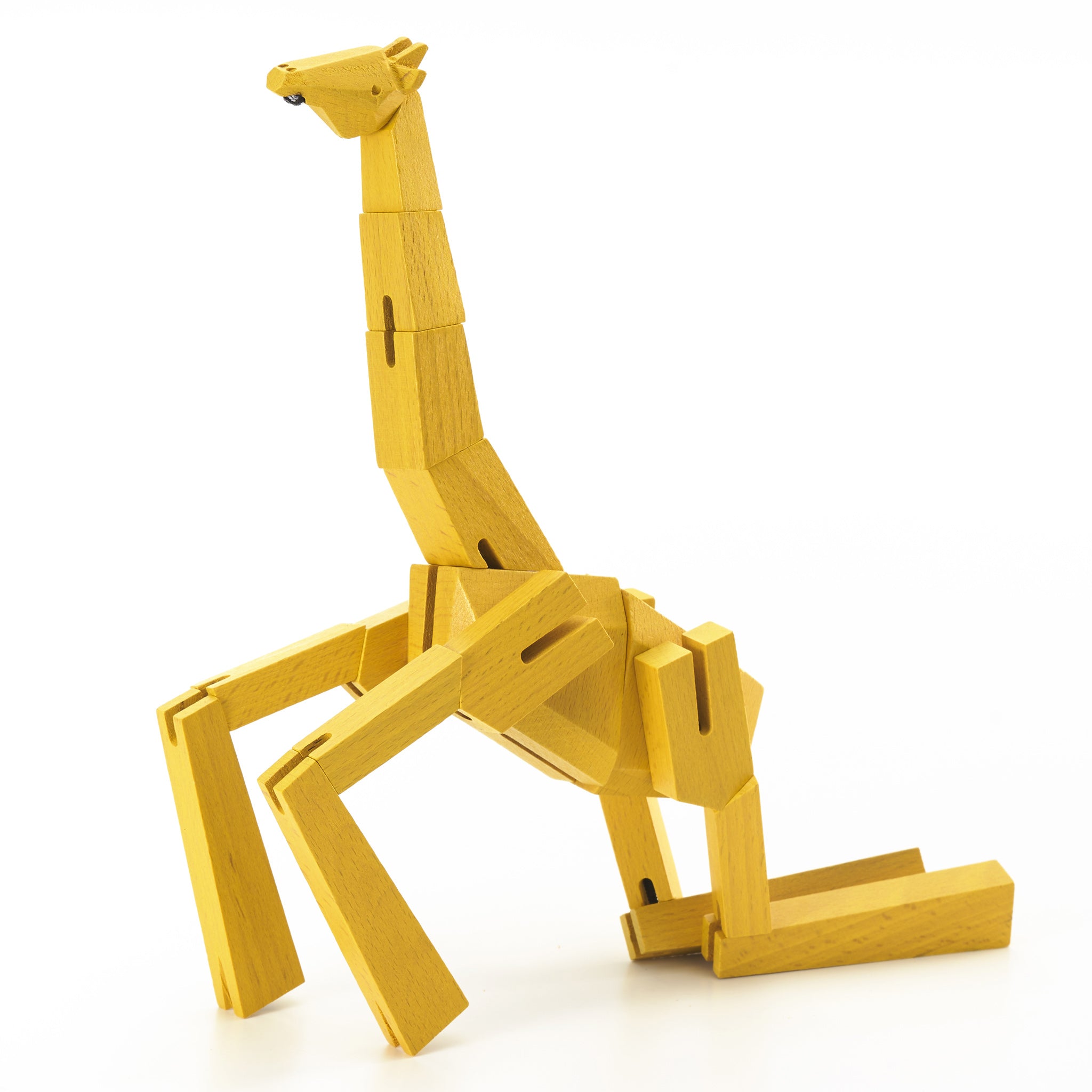 Morphits ® Giraffe Wooden Toy Playset Puzzle Yellow Kneeling
