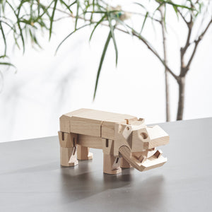 Morphits ® Hippo Wooden Toy Playset Puzzle Natural Tree