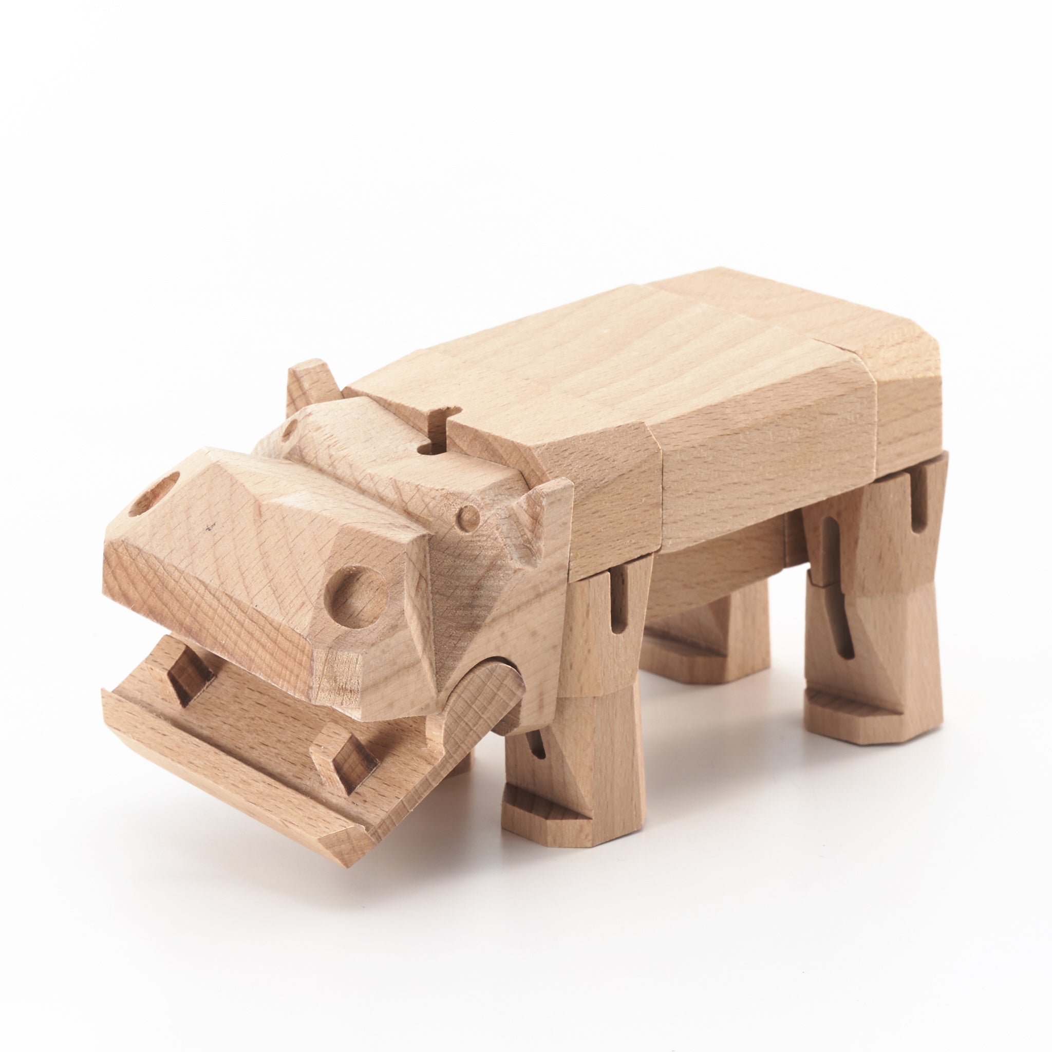 Morphits ® Hippo Wooden Toy Playset Puzzle Natural