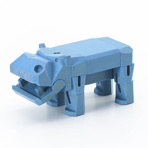 Morphits ® Hippo Wooden Toy Playset Puzzle Light Blue