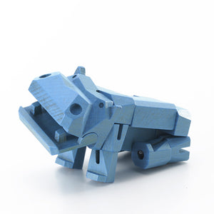Morphits ® Hippo Wooden Toy Playset Puzzle Light Blue Bend Legs