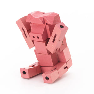 Morphits ® Pig  Wooden Toy Playset Puzzle Pink Open Arms