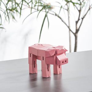 Morphits ® Pig  Wooden Toy Playset Puzzle Pink Tree