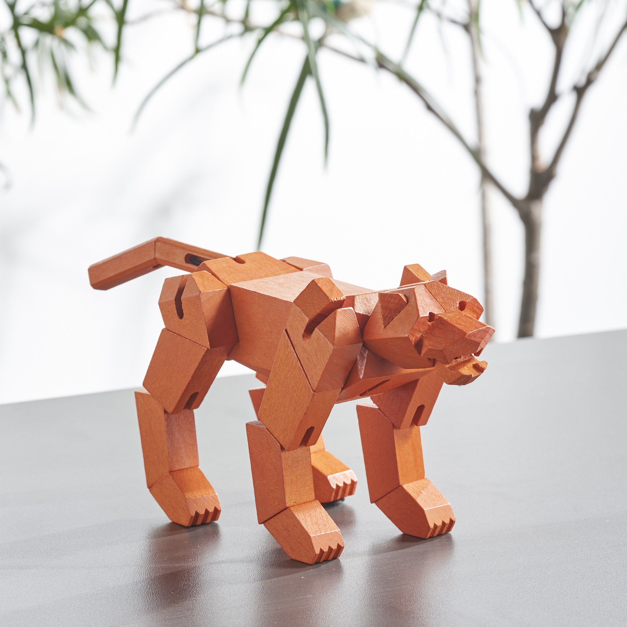 Morphits ® Tiger Wooden Toy Playset Puzzle Orange with Tree