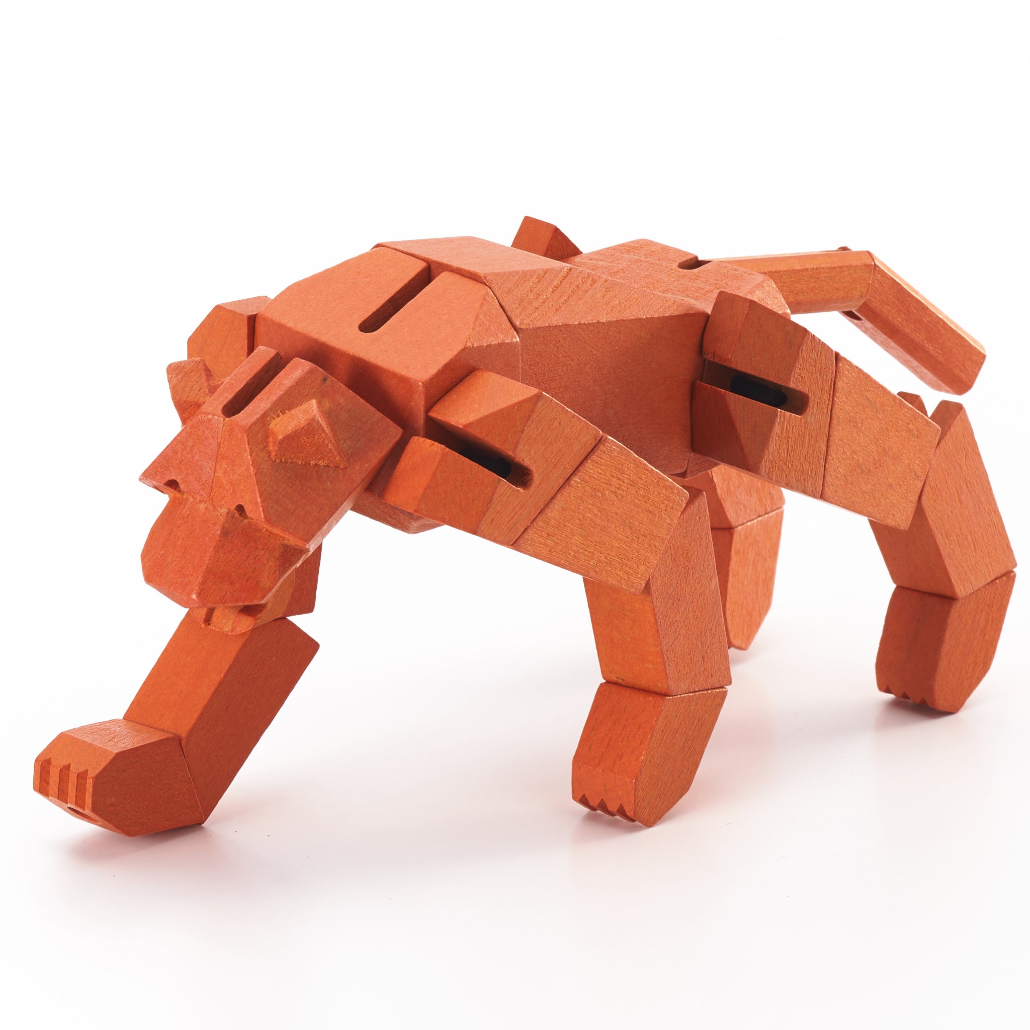 Morphits ® Tiger Wooden Toy Playset Puzzle Orange Walk