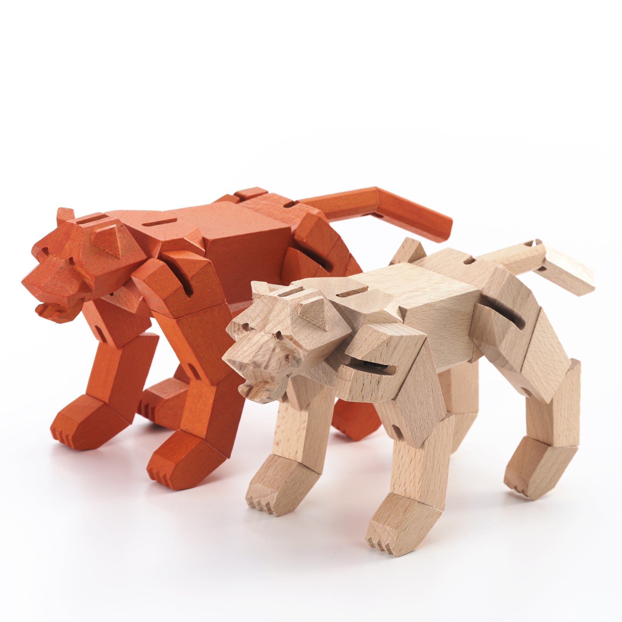 Morphits ® Tiger Wooden Toy Playset Puzzle Natural and Orange