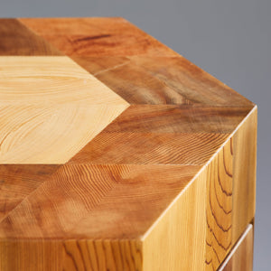 Yosegi Pair Stool - Jindai Cedar Edition -Furniture-Yoshiaki Ito Design japanese furniture style close up