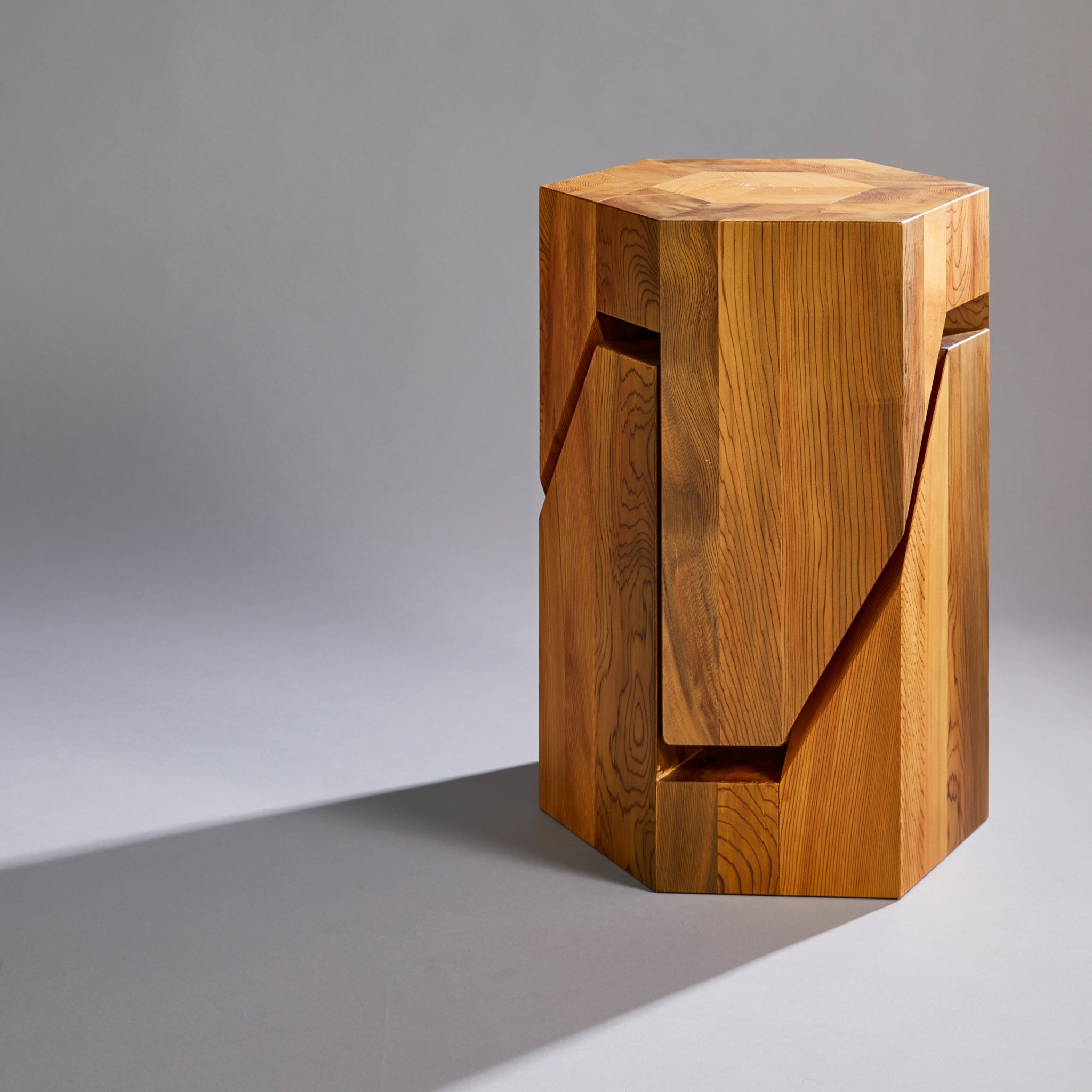 Yosegi Pair Stool - Jindai Cedar Edition -Furniture-Yoshiaki Ito Design japanese furniture style half nest 