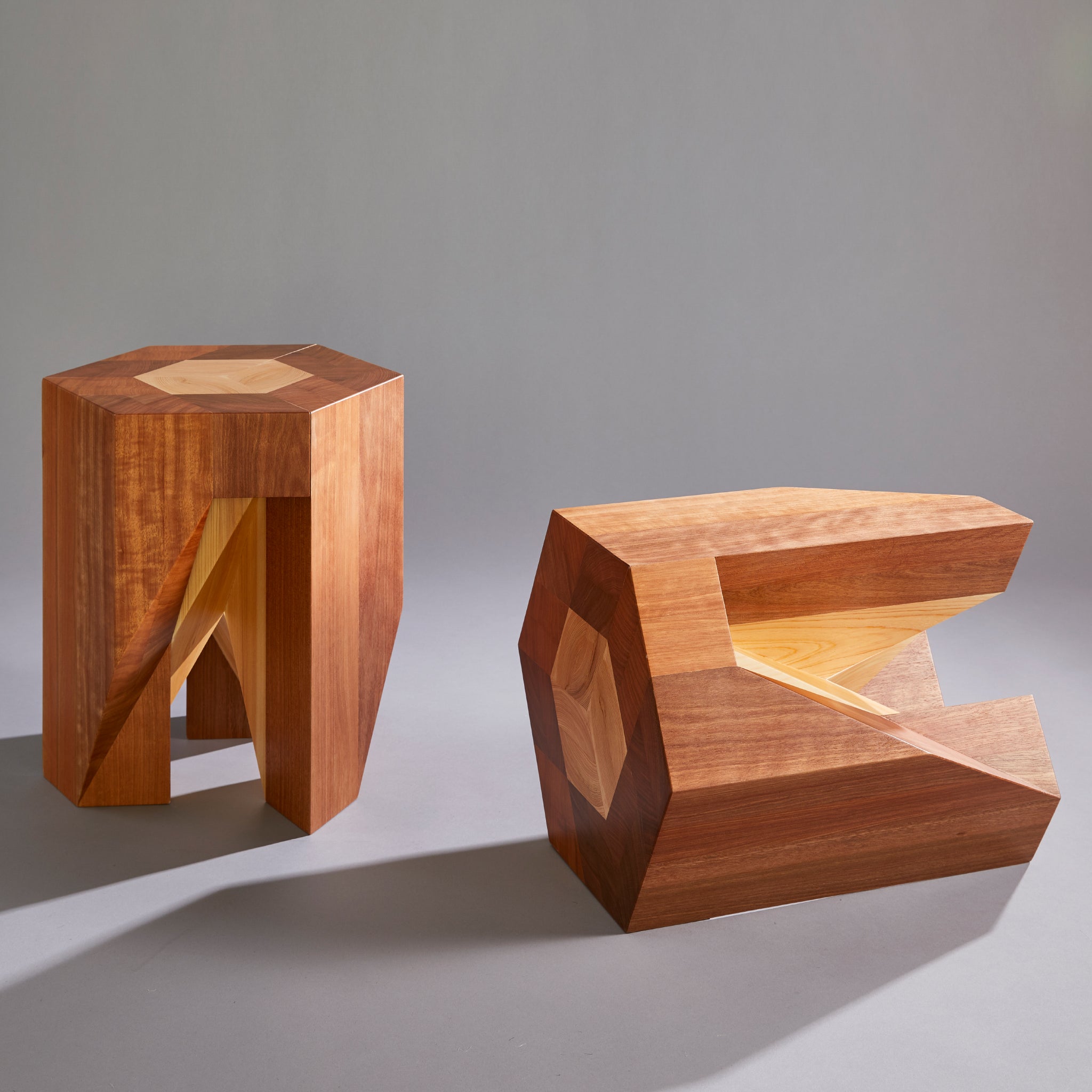Yosegi Wood Stool: Japanese Elegance meets Modern Style one side
