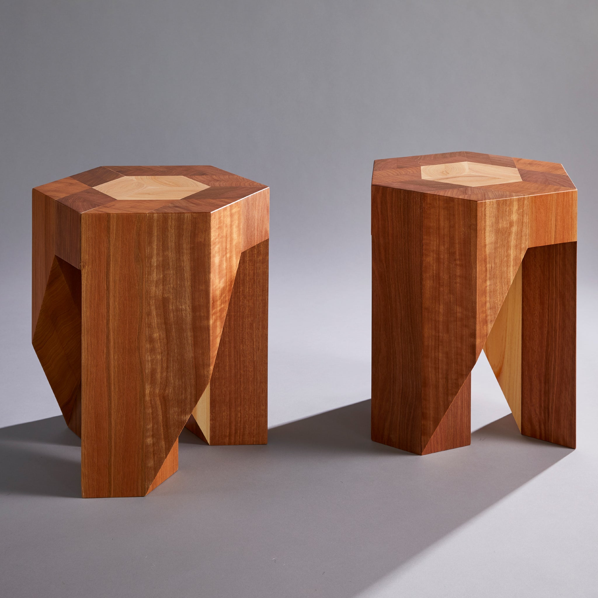 Yosegi Wood Stool: Japanese Elegance meets Modern Style Two front