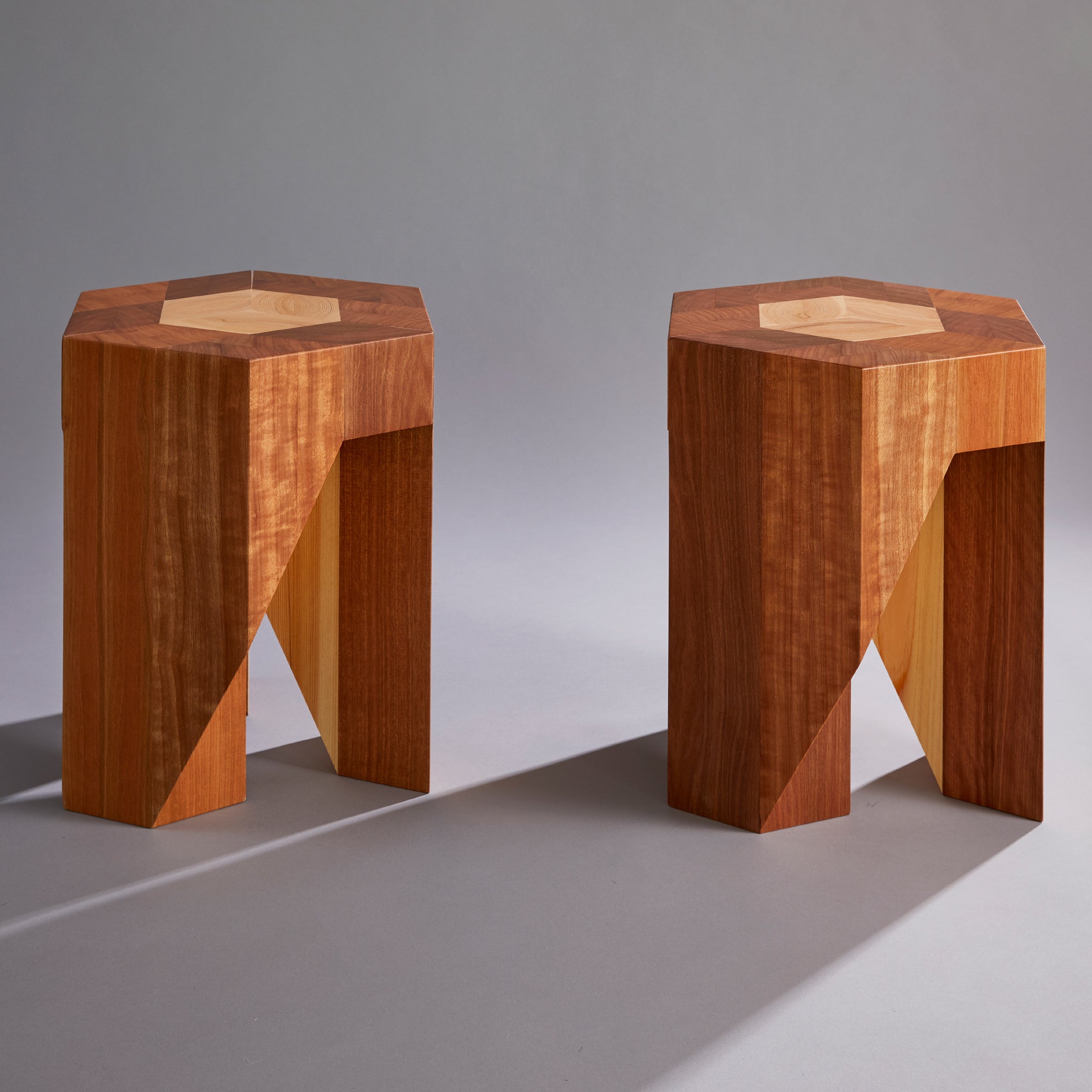 Yosegi Wood Stool: Japanese Elegance meets Modern Style two front